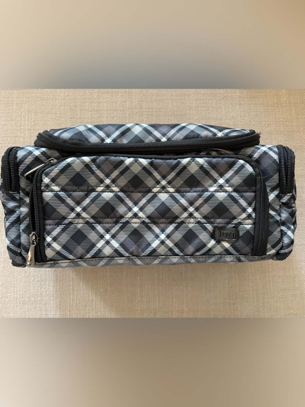 LUGZ Trolley Large Cosmetic Toiletries Case black plaid